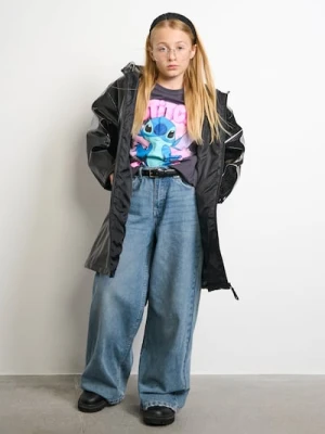 Sinsay - Płaszcz przeciwdeszczowy z kapturem z błyszczącymi drobinkami - czarny