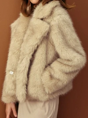 Zdjęcie produktu Sinsay - Płaszcz z imitacji futra - kremowy