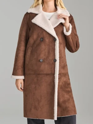 Sinsay - Płaszcz z imitacji zamszu - brązowy