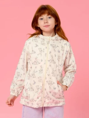 Sinsay - Płaszcz z kapturem ze wzorem - kremowy