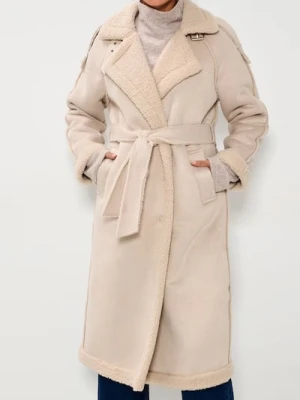 Zdjęcie produktu Sinsay - Płaszcz z kożuszkiem - kremowy