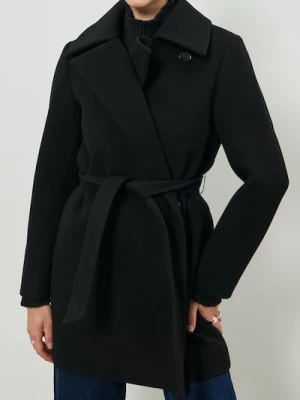 Sinsay - Płaszcz z paskiem - czarny