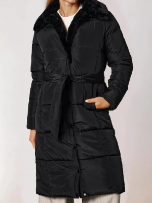 Sinsay - Płaszcz z paskiem - czarny