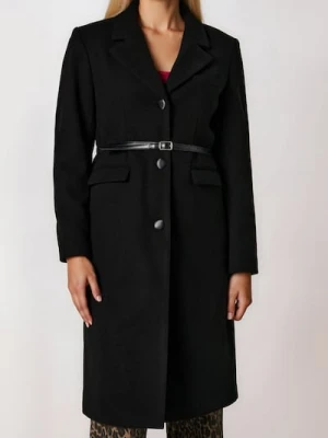 Sinsay - Płaszcz z paskiem - czarny