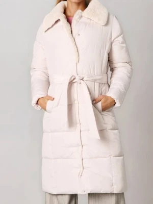 Sinsay - Płaszcz z paskiem - kremowy