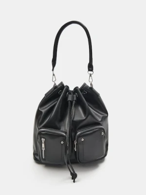Sinsay - Plecak z imitacji skóry - czarny