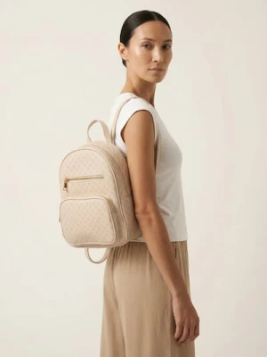 Sinsay - Plecak z imitacji skóry z monogramem - beżowy