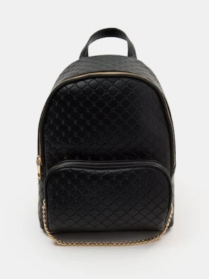 Sinsay - Plecak z pikowanym wzorem i złotym łańcuszkiem - czarny