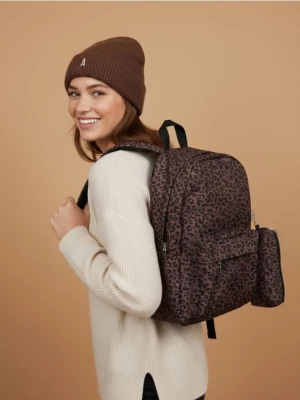 Sinsay - Plecak z piórnikiem w panterkę - brązowy
