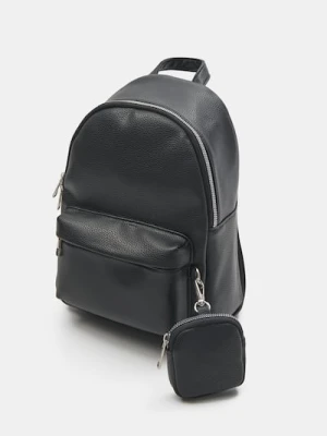 Sinsay - Plecak z piórnikiem z imitacji skóry - czarny