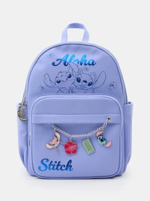 Sinsay - Plecak z tłoczeniami i dekoracyjnymi zawieszkami Stitch - błękitny
