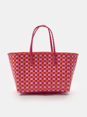 Sinsay - Pleciona torba shopper w kratkę - wielobarwny