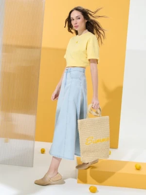 Sinsay - Pleciona torba shopper z napisem Summer - kremowy