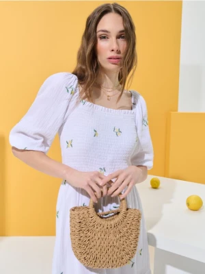 Sinsay - Pleciona torebka - kremowy