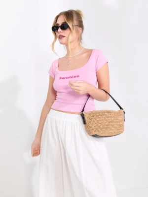 Sinsay - Pleciona torebka - kremowy