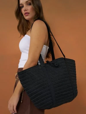 Sinsay - Pleciona torebka shopper - czarny