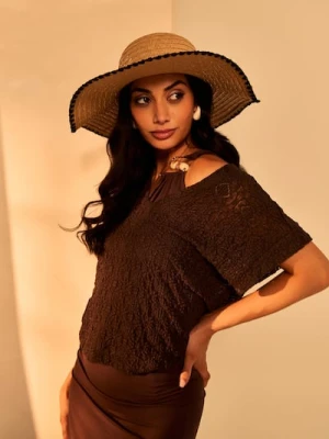 Sinsay - Pleciony kapelusz - beżowy