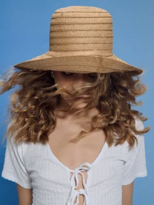 Sinsay - Pleciony kapelusz - beżowy