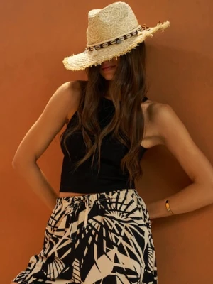 Zdjęcie produktu Sinsay - Pleciony kapelusz z postrzępionym brzegiem - kremowy