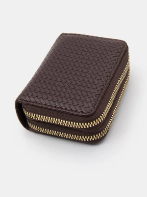 Sinsay - Pleciony portfel zapinany na podwójny zamek - brązowy