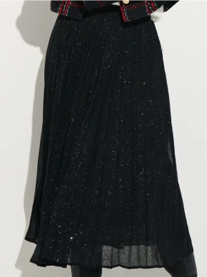 Sinsay - Plisowana spódnica midi - czarny