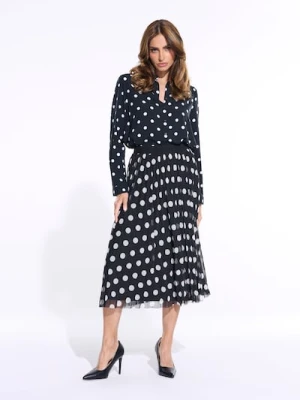 Sinsay - Plisowana spódnica midi w grochy - wielobarwny