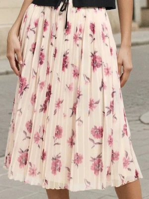 Sinsay - Plisowana spódnica midi w kwiaty - wielobarwny
