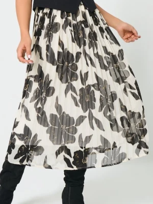 Sinsay - Plisowana spódnica midi w kwiaty - wielobarwny