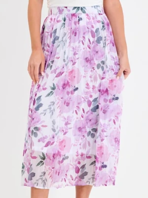 Sinsay - Plisowana spódnica midi w kwiaty - wielobarwny