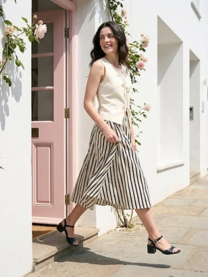 Sinsay - Plisowana spódnica midi w paski - czarny
