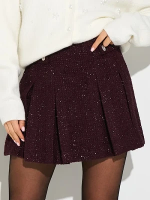 Sinsay - Plisowana spódnica mini - bordowy