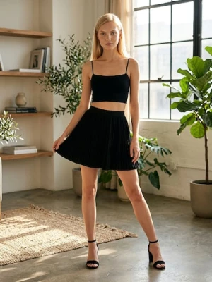 Sinsay - Plisowana spódnica mini - czarny