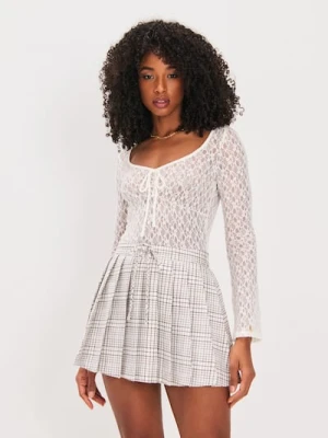 Sinsay - Plisowana spódnica mini w kratkę - wielobarwny