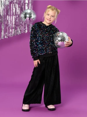 Sinsay - Plisowane spodnie welurowe - czarny