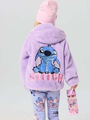 Sinsay - Pluszowa kurtka z haftem na plecach Stitch - fioletowy