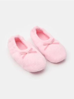 Sinsay - Pluszowe kapcie slip-on z kokardkami - różowy