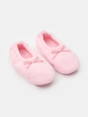 Sinsay - Pluszowe kapcie slip-on z kokardkami - różowy