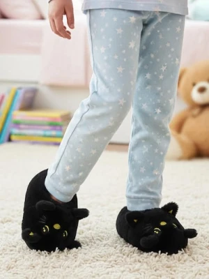 Sinsay - Pluszowe kapcie z elementami 3D - czarny