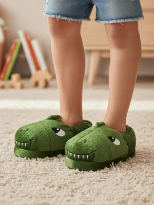 Sinsay - Pluszowe kapcie z elementami dinozaura 3D - zielony