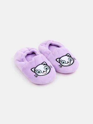 Sinsay - Pluszowe kapcie z haftem Kitty Kotty - fioletowy