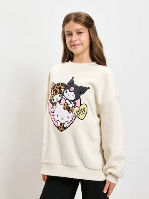 Sinsay - Polarowa bluza crewneck z naszywką Hello Kitty - kremowy