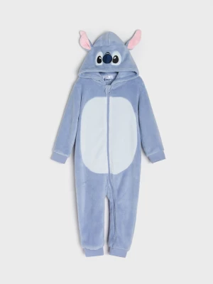 Sinsay - Polarowa piżama onesie z kapturem i uszami 3D Stitch - błękitny