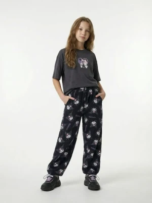 Sinsay - Polarowe spodnie z regulowanymi gumkami w nogawkach Kuromi - czarny