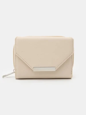 Sinsay - Portfel na zamek i magnes z przegródkami na karty - kremowy