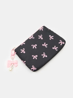 Sinsay - Portfel saszetka z nadrukiem w kokardki z zawieszką - czarny