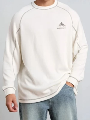 Sinsay - Prążkowana bluza crewneck - kremowy