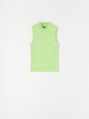 Sinsay - Prążkowana bluzka bez rękawów z półgolfem - wielobarwny