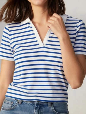 Sinsay - Prążkowana bluzka polo w paski - wielobarwny