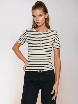 Sinsay - Prążkowana bluzka w paski z wiskozą - wielobarwny