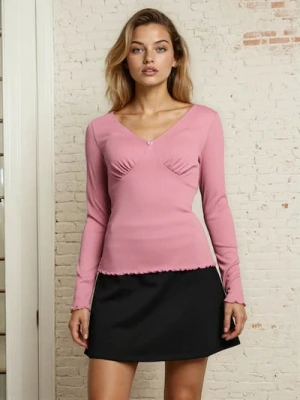 Sinsay - Prążkowana bluzka z długim rękawem - Inny